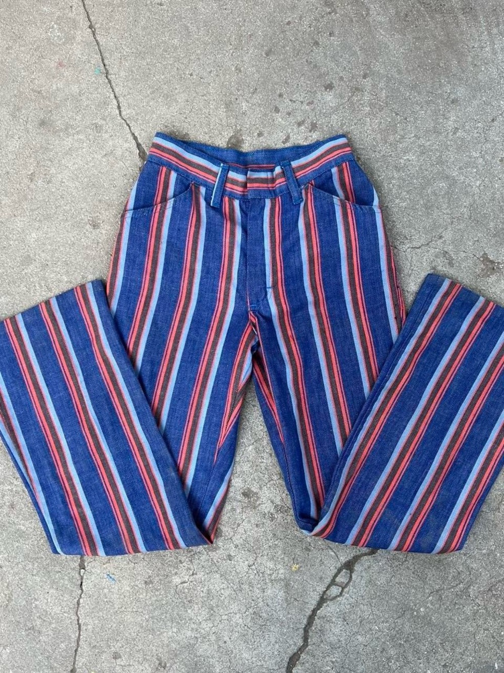Vintage Kids Striped Pants in Blue and Red